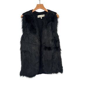 Selby Collection Womens size XL Black Faux Fur knit back Vest